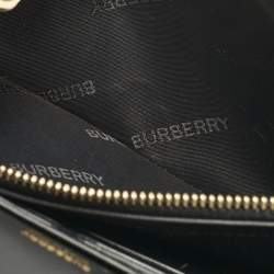 Pre Owned Burberry Black Quilted Leather Lola Wallet On Chain