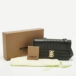 Pre Owned Burberry Black Quilted Leather Lola Wallet On Chain