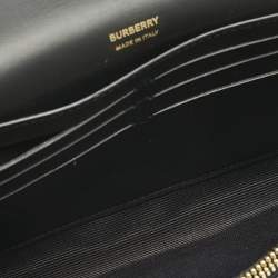 Pre Owned Burberry Black Quilted Leather Lola Wallet On Chain