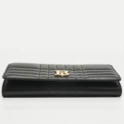 Pre Owned Burberry Black Quilted Leather Lola Wallet On Chain
