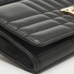 Pre Owned Burberry Black Quilted Leather Lola Wallet On Chain