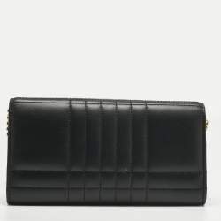 Pre Owned Burberry Black Quilted Leather Lola Wallet On Chain
