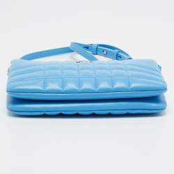 Pre Owned حقيبة كروس بودي برابري جلد لولا زرقاء كاروهات منفوخة بجيب مزدوج