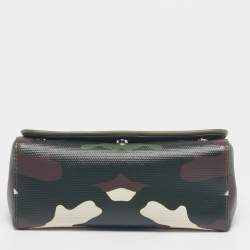 Pre Owned Burberry Green Camo Print Coated Canvas and Leather Hackberry Crossbody Bag