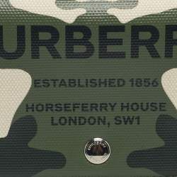 Pre Owned Burberry Green Camo Print Coated Canvas and Leather Hackberry Crossbody Bag