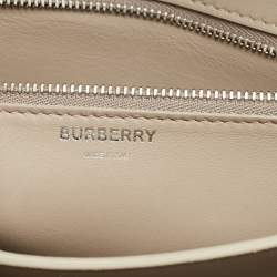 Pre Owned Burberry Silver Croc Embossed Patent Leather Small TB Shoulder Bag