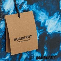 Pre Owned حقيبة كروس بربري للهاتف كانفاس أسود/أزرق بنمط مموه