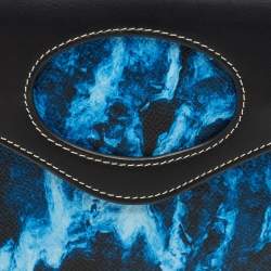 Pre Owned حقيبة كروس بربري للهاتف كانفاس أسود/أزرق بنمط مموه