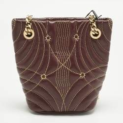 مملوكة مسبقًا Burberry Dark Maroon Quilted Leather Mini Lola Bucket Bag