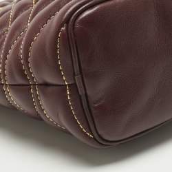 مملوكة مسبقًا Burberry Dark Maroon Quilted Leather Mini Lola Bucket Bag