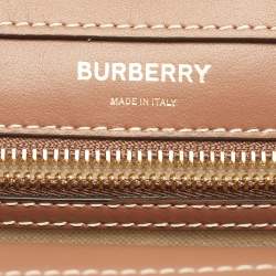 Pre Owned Burberry Brown/Cream Leather and Canvas Mini Pocket Tote