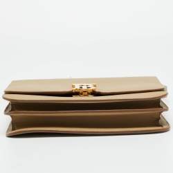 Pre Owned Burberry Beige Grain Leather Medium TB Shoulder Bag