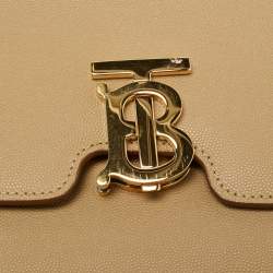 Pre Owned Burberry Beige Grain Leather Medium TB Shoulder Bag
