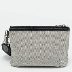 Pre Owned Burberry Grey/Black Canvas and Leather Callum Crossbody Bag