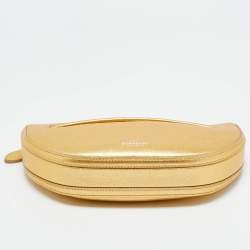 Pre Owned Burberry Gold Leather Mini Olympia Zip Chain Bag