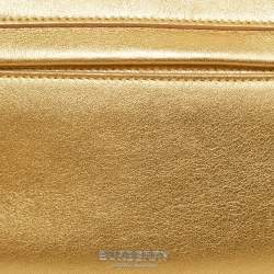 Pre Owned Burberry Gold Leather Mini Olympia Zip Chain Bag