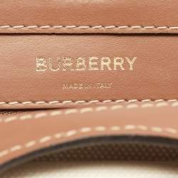 Pre Owned حقيبة يد توتس بربري جيب ميني قماش وجلد بني/أوف وايت