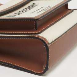 Pre Owned حقيبة يد توتس بربري جيب ميني قماش وجلد بني/أوف وايت