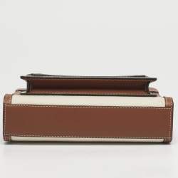 Pre Owned حقيبة يد توتس بربري جيب ميني قماش وجلد بني/أوف وايت