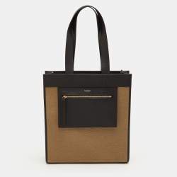 مملوكة مسبقًا Burberry Pocket Manzon Small Black/Beige Canvas and Leather Shopper Tote