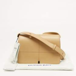 Pre Owned Burberry Snip Sand Beige Leather Shoulder Bag