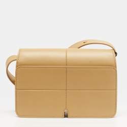 Pre Owned Burberry Snip Sand Beige Leather Shoulder Bag