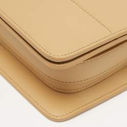 Pre Owned Burberry Snip Sand Beige Leather Shoulder Bag