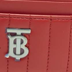 Pre Owned Burberry Lola Red Quilted Leather Card Holder