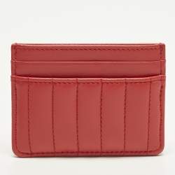 Pre Owned Burberry Lola Red Quilted Leather Card Holder