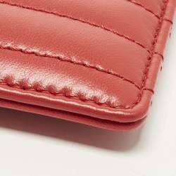 Pre Owned Burberry Lola Red Quilted Leather Card Holder