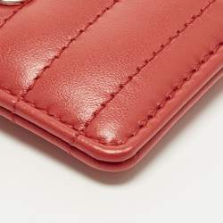 Pre Owned Burberry Lola Red Quilted Leather Card Holder