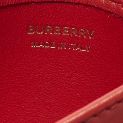 Pre Owned Burberry Lola Red Quilted Leather Card Holder