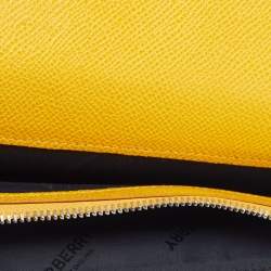 Pre Owned Burberry TB Yellow Grainy Leather Long Wallet