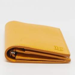 Pre Owned Burberry TB Yellow Grainy Leather Long Wallet