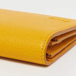 Pre Owned Burberry TB Yellow Grainy Leather Long Wallet