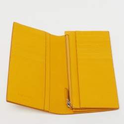 Pre Owned Burberry TB Yellow Grainy Leather Long Wallet