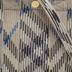 مملوكة مسبقًا Burberry Grey/Blue Check Knit Fabric Tote