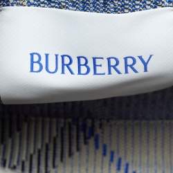 مملوكة مسبقًا Burberry Grey/Blue Check Knit Fabric Tote