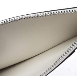 Pre Owned Burberry Black/White Leather Alwyn Zip Card Holder