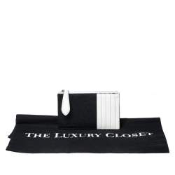Pre Owned Burberry Black/White Leather Alwyn Zip Card Holder
