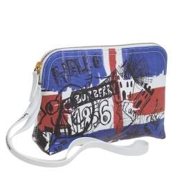 Pre Owned Burberry Multicolor Doodle Print Coated Canvas Wristlet Pouch
