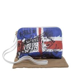 Pre Owned Burberry Multicolor Doodle Print Coated Canvas Wristlet Pouch