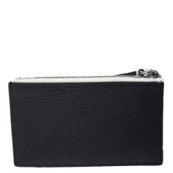 Pre Owned Burberry Black/White Leather Alwyn Zip Card Holder