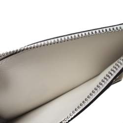 Pre Owned Burberry Black/White Leather Alwyn Zip Card Holder