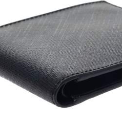 مملوكة مسبقًا Burberry Navy Blue Check Coated Canvas Bill Bifold Wallet