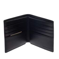 مملوكة مسبقًا Burberry Navy Blue Check Coated Canvas Bill Bifold Wallet