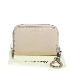Pre Owned Burberry Beige Leather Zip Around Wallet