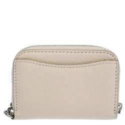 Pre Owned Burberry Beige Leather Zip Around Wallet