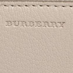 Pre Owned Burberry Beige Leather Zip Around Wallet