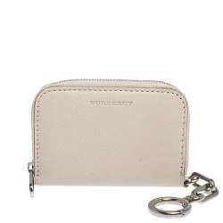 Pre Owned Burberry Beige Leather Zip Around Wallet
